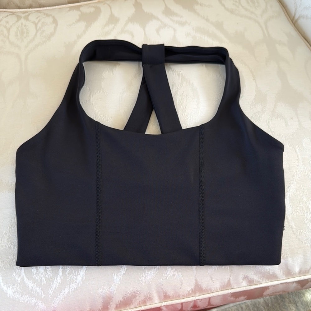 Carbon 38 Black Halter Sports Bra, Small
